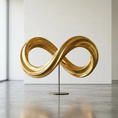 Elegante goldene Kreisskulptur symbolisiert ein rollierendes System und finanzielle Flexibilität.
